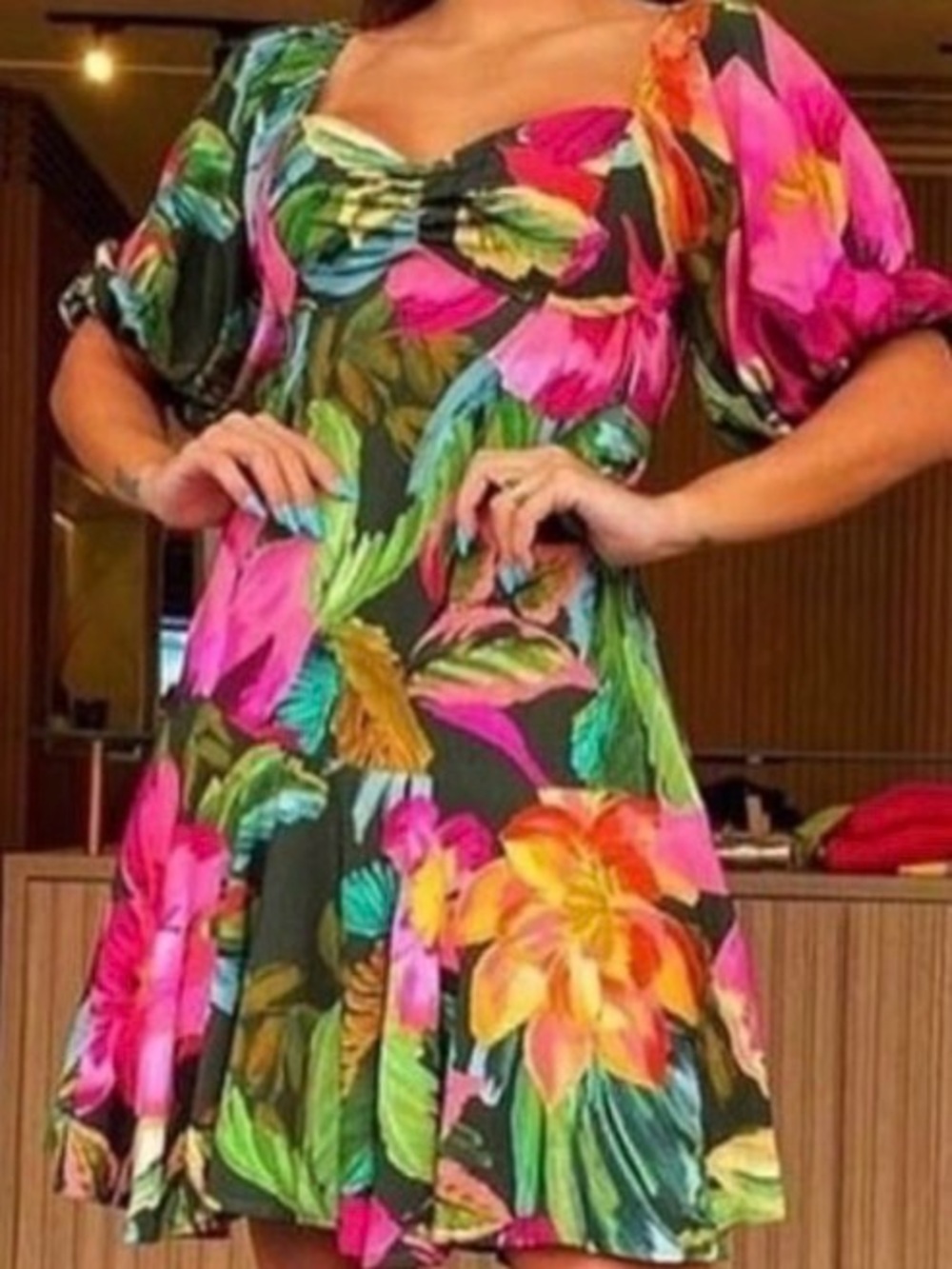 Farm Rio Tropical Floral Mini Dress Vacationcore Resortwear Sz P 2-4 - Picture 4 of 8